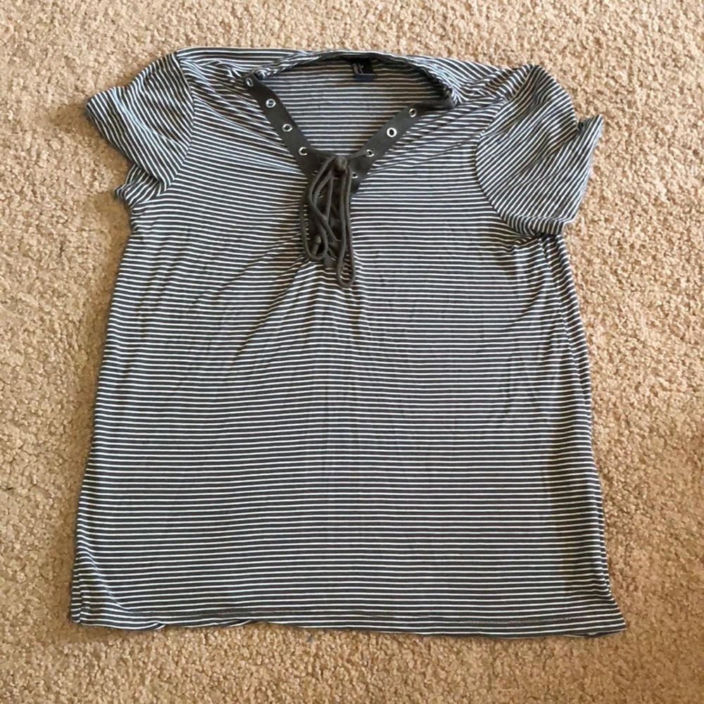 Forever 21 Green striped tee